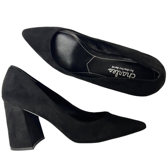 Charles David Arya Black Pump Block heel pointed toe Classic Dress Shoes Heels 8 - Picture 2 of 7